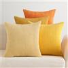 EMEMA Set di 4 federe decorative in velluto a coste autunno, 60 x 60 cm, cuscini decorativi morbidi per divano, soggiorno, camera da letto, serie arancione