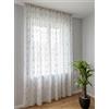 mauro Tende con Fettuccia Arricciatenda su misura, Tessuto effetto lino bianco con ricamo bianco grigio, Larghezza pannello 280 cm, per Binari da 140/170 cm, Altezza da 180 a 290 cm - 280x250 cm - Grigio