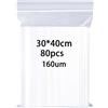 huruirui Bustine Trasparenti Richiudibili Grande 30x40cm Sacchetti Trasparenti 80pcs160μm Addensare Buste Plastica Richiudibili Sacchetti Ermetica Applicano Deposito di Abbigliamento