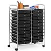COSTWAY Carrello di Stoccaggio con 20 Cassetti, Carrello portaoggetti con 4 Ruote, Carrello Multiuso per Scuola Ufficio Cucina, 64 x 39 x 88 cm (Nero)