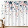 hometrixx Tenda Doccia Primavera 180 x 200 cm Floreale Acquerello Fiori Blu Navy Rosa Poliestere Impermeabile Tenda Vasca da Bagno con 12 Ganci Lavabile in Lavatrice per Casa Hotel