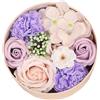 OPVXZAD Scatola regalo con fiori di sapone, set regalo di sapone viola fatto a mano, lussuosa composizione di fiori finti per occasioni romantiche, San Valentino, anniversario, Natale, festa della