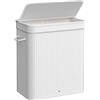 SONGMICS Cesto Portabiancheria con Coperchio, per Biancheria Sporca in Bambù con Maniglie, Sacco Rimovibile Lavabile in Lavatrice, 100 L, Lavanderia Camera da Letto Soggiorno, Bianco Nuvola LCB063W01