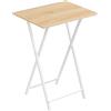 HOOBRO Tavolino, Tavolini per Spuntini, Pieghevoli Tavolo, Accanto al Divano, Stile Industriale, per Spazio Stretto, Struttura Stabile, Montaggio Facile, Bianco e Naturale EWN15BZ01