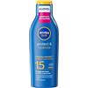 NIVEA SUN Protect & Hydrate SPF 15 200 ml, Crema solare 15 idratante 48h ad assorbimento rapido, Protezione solare 15 resistente all'acqua arricchita con Vitamina C e Acido Ialuronico