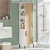 LBSIGN Colonna Bagno Multiuso Armadietto 45x36x174H Rovere E Bianco Vitale