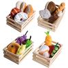 roba Cesto di Alimenti Giocattolo - 4 Cestini con Accessori per Negozio e Cucina per Bambini - Peluche - Gioco Olistico - dai 3 Anni in Su - Multicolore