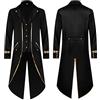 Generisch Maschio Slim Medievale Retro Halloween Punk Giacca Cosplay Costume Bordo Oro Cappotto, Nero , M