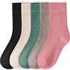 Lomitract Bamboo Mini Crew Socks (Women 5-10), D-off bianco+abbronzatura+nero+smeraldo+rosa polveroso, 10