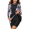 Vhersily Costume da Bagno Donna, Costume Musulmano a Due Pezzi con Pantaloncini Maniche Lunghe Rash Guard Set Controllo della Pancia Cerniera Hawaiano