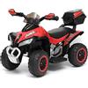 Tecnobike Shop Mini Quad Deluxe 6V luci Suoni Batteria Ricaricabile Marcia Avanti e Indietro Bauletto e Parabrezza (Rosso)