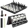 HO-SFSM Scacchi magnetici, set da gioco 3 in 1: scacchi portatili, backgammon, dama, tavola pieghevole, adatto per feste, viaggi