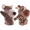 Twinice Marionetta a forma di giraffa e lupo per bambini, con bocca mobile, in morbido peluche, per bambini, stimola la creatività e la comunicazione