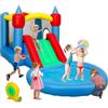 AIYAPLAY Castello Gonfiabile per Bambini 4 in 1 con Scivolo, Trampolino, Piscina Palline, Canestro, Borsa da Trasporto e Soffiatore, per Interni ed Esterni, adatto a 3-8 Anni, 415x205x190 cm