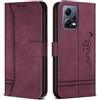 Bravoday Cover per Xiaomi Redmi Note 12 5G / Xiaomi Poco X5 5G, Flip Custodia in Pelle PU con Slot per Schede, Portafoglio Custodia per Xiaomi Redmi Note 12 5G / Xiaomi Poco X5 5G, Vino Rosso