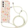 Coalbooliy Custodia con Cordino per Samsung Galaxy A55 5G 6,5 Cover Aesthetic Fiore Bianco con Laccio Collana Morbido TPU Bumper Silicone Protezione della fotocamera Case Cellulare Girocollo, 06