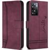 Bravoday Cover per Oppo A57S / A57 4G / A77 5G, Flip Custodia in Pelle PU con Slot per Schede, Portafoglio Custodia per Oppo A57S / A57 4G / A77 5G, Vino Rosso