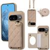 YDIJCYAN Custodia per Google Pixel 8 Pro, Semi-Automatica [Protezione Cerniera] Protezione Anticaduta in Pelle di Alta Qualità, Con specchio per il trucco,Cover per(Khaki)