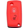 Lage [Portachiave] Guscio Cover Chiave in Silicone per Telecomando Auto a 2 tasti Peugeot 106 107 205 206 207 306 307 308 309 406 407 807 e Citroen C1 C2 C3 C4 (vedere compatibilità nelle foto) (ROSSO)