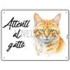 Lovelytiles Cartello Attenti Al Gatto 15 X 20 Cm,Facile da installare, per Uso Interno o Esterno,Resistente UV,Resistente alle intemperie, Decorazioni Per La Casa