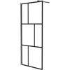 vidaXL Parete per Doccia Walk-in in Vetro Temperato Nera 90x195 cm