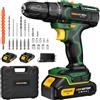 QEANY 21V Trapano Avvitatore Batteria, Avvitatore a Batteria, con 2 * 2000mAh, Batterie Trapano Avvitatore Batteria Brushless, Max 32Nm, 35+1 Impostazione Coppia, LED Luce, 2 Velocita