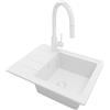 PRIMAGRAN Lavandino da Cucina Tutto Bianco 55x44cm, Lavello in Granito a 1 vasca + Rubinetto 40x20cm + Set di accessori, Lavabo da Cucina Incasso al Mobile 45cm - Copenhagen Easy S022