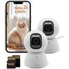 Sensforge Confezione da 2 telecamere di sicurezza Pan-Tilt per interni con scheda SD per animali domestici/bambini/casa, registrazione 24/7, Wi-Fi 5G/2.4G, video e immagine 2.5K - Rilevamento di