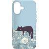 Animal Print Cute And Fun Custodia per iPhone 17 Lazy Cat Rose Blu Pastello Floreale