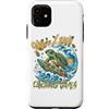 Forofo 100 Custodia per iPhone 11 Divertente tropicale Surfing Sea Turtle Summer Beach Vacation
