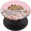 Animal Print Cute And Fun Lazy Capybara Sleepy Floral Pastel Blush Rosa Elegante Rosa PopSockets PopGrip Adesivo