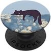 Animal Print Cute And Fun Lazy Cat Rose Blu Pastello Floreale PopSockets PopGrip Adesivo