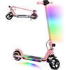 scoot4kids Monopattino elettrico per bambini, 6-12 anni, 130 W, 14 km/h, portata 8 km, luci LED colorate, pieghevole, scooter elettrico per ragazzi e ragazze, regalo per bambini (celeste)