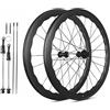 KUNYOS Ruote in Fibra di Carbonio per Bici da Corsa 700C Clincher Set di Ruote 50-45 Mm Superficie Opaca 28 Larghezza QR, Freno C/V, Compatibile HG con Pacchi Pignoni A 7/8/9/10/11/12 velocità