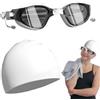 Generic Occhialini da nuoto con tappo in silicone, anti-graffio, con cinturino regolabile per immersioni, nuoto, sci