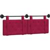 XHNIFBN Testiera sospesa 150 x 55 cm, pannello letto in velluto rosso vino, cuscino da parete imbottito con design a bottoni, montaggio a parete per camera da letto