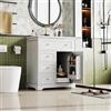 Kebnor 76 x 46 x 87 cm, mobile da bagno con lavabo, mobiletto, laccato, resistente all'umidità, guida silenziosa, telaio della porta, cassetto pieghevole, lavabile in ceramica, bianco