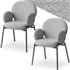 tectake® Set di 2 Sedie Sala da Pranzo, Sedie Imbottite in Tessuto Bouclé, Imbottitura in Gommapiuma, Sedie da Sala da Pranzo con Solide Gambe in Acciaio e Cappucci Antigraffio - Grigio Chiaro