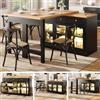 HOXINBLY Tavolo da pranzo telescopico 120-200 cm, Isola cucina con illuminazione a LED, Tavolo da bar con 3 cassetti e ante in vetro, controllo tramite app, Nero