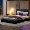 BSCFHCZ Letto King Size 180x200 con Contenitore Idraulico, Letto Imbottito con LED e USB, Struttura Letto Matrimoniale Grande con Testiera Portaoggetti, Grigio (Senza Materasso)