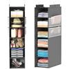 ALLTIDYUP Extra Profondo Organizer Armadio da Appendere, Organizzatore Armadio Salvaspazio con Tasche in Rete e Portaoggetti 6 Ripiani - Ideale Camper, Armadi (Grigio, 1 Pezzo)