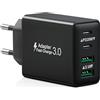 LumFocus Caricatore USB C, 40W 4-Porto Rapido Presa USB Multipla PD+QC 3.0 Carica Cellulare, Spina Alimentatore USBC Caricabatterie per iPhone 17 16 15 14 13 12 11 Pro Max, Samsung, Spinotto USB Adattatore