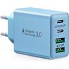 LumFocus Caricatore USB C Rapido, 40W 4Porto Presa USB Caricatore Multipla PD+ QC3.0 Carica, Spina Alimentatore USBC Caricabatterie per iPhone 16 15 14 13 12 11 Pro Max, Samsung S25 S24 S23 Spinotto Adattatore