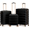 Flight Knight Set di 3 Valigie Rigide in ABS Bagaglio a Mano 55 cm Compatibile Ryanair Priority TUI con Valigie da Stiva Media e Grande Leggere e Resistenti 8 Ruote Spinner con Serratura TSA