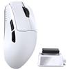 A.JAZZ AJ159 V2 Mouse Gaming Wireless Ultraleggero Con Batteria Sostituibile A Caldo, Due Batterie 300mAh E Base Di Ricarica, 54g, Sensore PAW3395, 32000 DPI Per PC E Mac (Bianco)