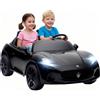 AIYAPLAY Auto Elettrica Maserati per Bambini, 2 Posti, 12V a Batteria, Telecomando, Luci LED, Funzione Musica, Nero | Aosom Italy