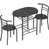 HOMCOM Set da Pranzo 3 Pezzi, Tavolo da Cucina con Sedie per 2 Persone e Ripiano, Effetto Marmo Nero | Aosom Italy