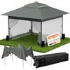 Huracan Gazebo pop-up da giardino 3,6 x 3,6 cm, stabile, invernale, con 4 zanzariere, pannelli laterali e sacchi di sabbia, regolabile in altezza, impermeabile pieghevole tenda da giardino a doppio