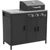 sweeek Barbecue a Gas 3 bruciatori, 3 Ante, 2 spazi di stoccaggio Nero - 100x51x87.5 cm