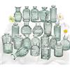 KAMJUNTAR Set di 22 vasi in vetro verde per fiori, piccoli vasi in vetro trasparente per centrotavola, mini vasi per boccioli in sfuso, decorazioni rustiche per matrimoni, centrotavola, look vintage,